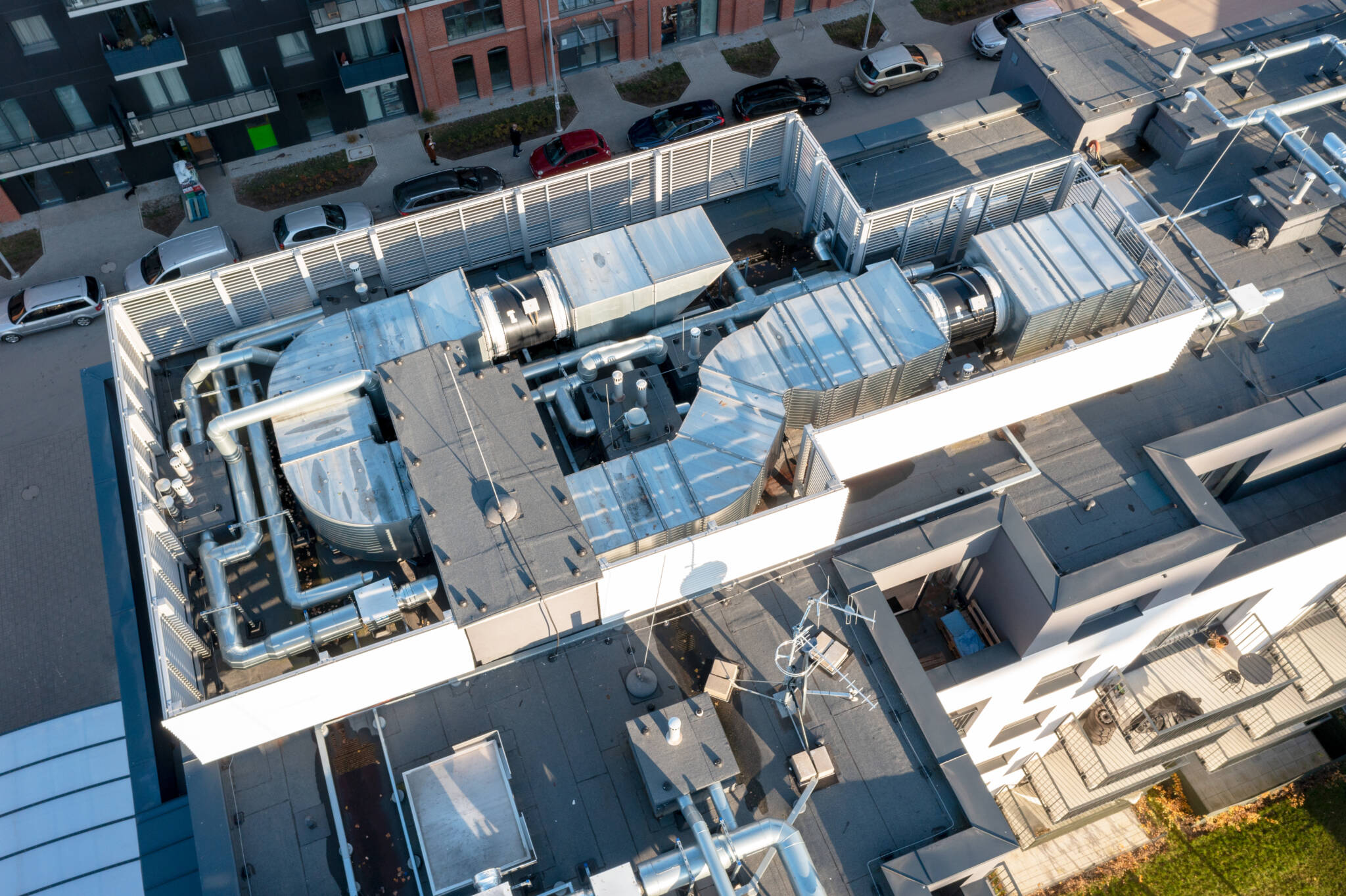 Ventilation And Air Conditioning System On The Roof Of The House. View From Above Ventilation And Air Conditioning System On The Roof Of The House. View From Above